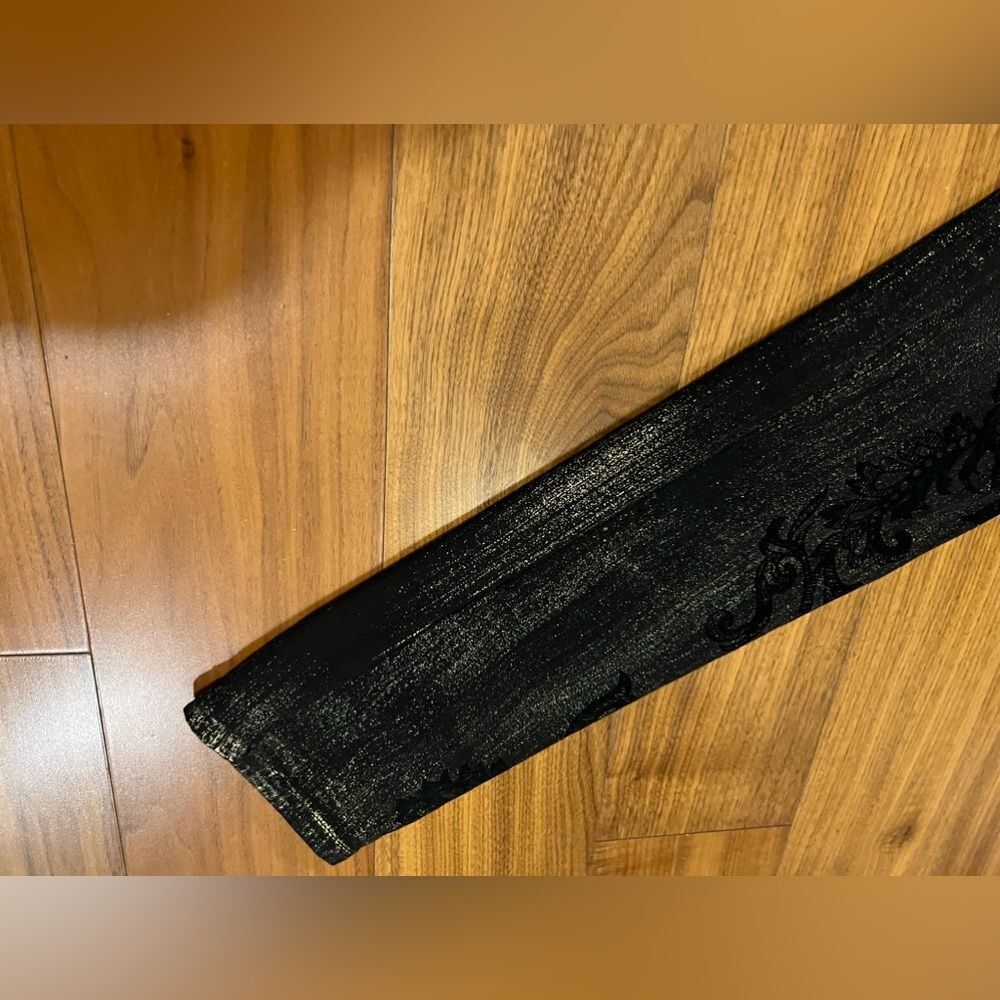 Roberto Cavalli black and gold flocked jean size 38 (US4) - Picture 9 of 11